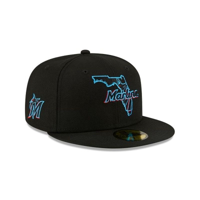 Miami Marlins Gorra | New Era MLB Local 59fifty Fitted Cap Mexico - Negros